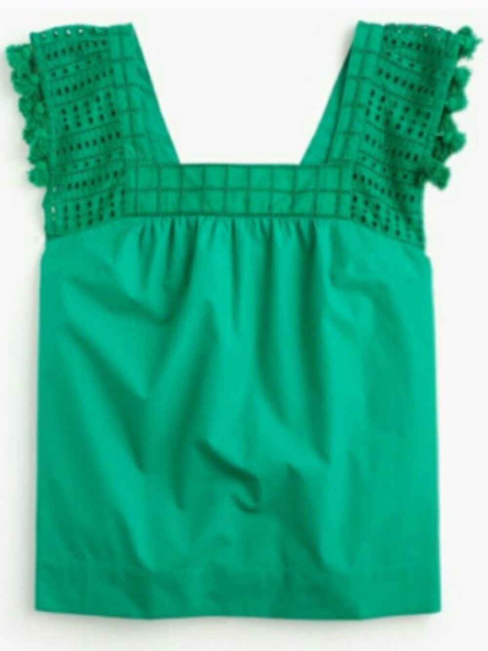 J. Crew Green Top with Crochet Straps
